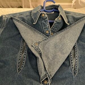 MATERNITY Motherhood Denim Breastfeeding Top 2 Snap Flaps Easy Access COTTON